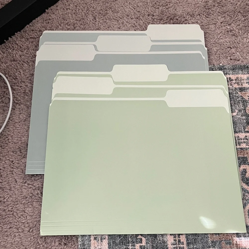 Set of two tone Green File Folders